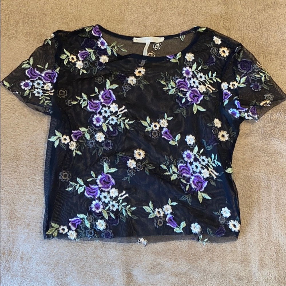 Urban Outfitters Floral Mesh Crop Top